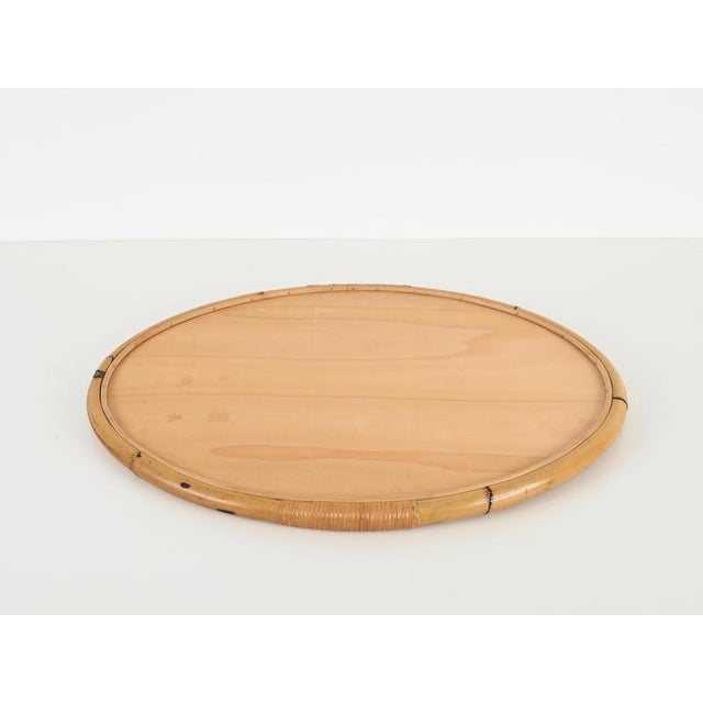 Mid-Century Italian Large Oval Mirror in Curved Bamboo, Rattan and Wicker, 1970s For Sale - Image 9 of 15