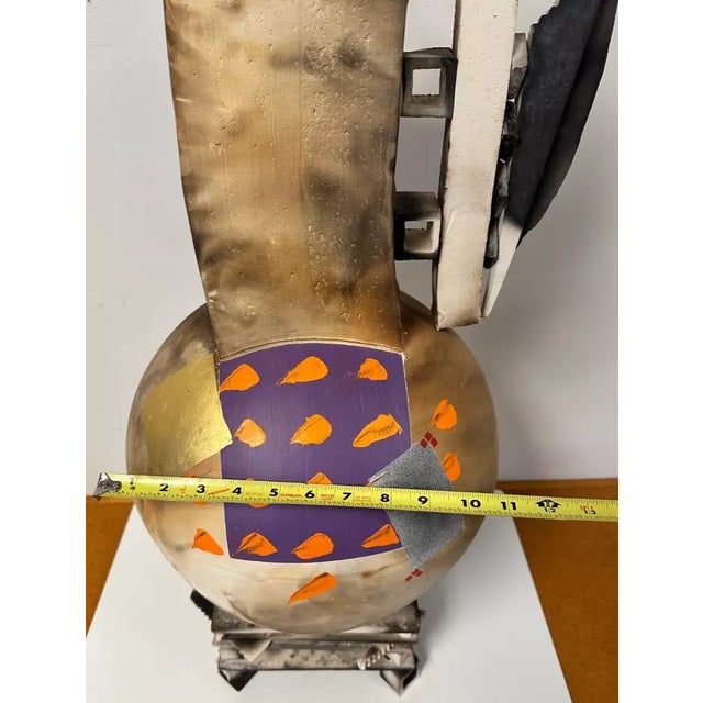 1980s Contemporary Ceramic Studio Pottery Art Vase on Stand For Sale - Image 10 of 11