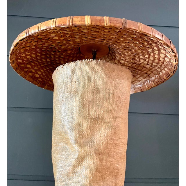 Mid 20th Century Organic Woven Wicker and Bamboo Wall Sconce For Sale - Image 4 of 12