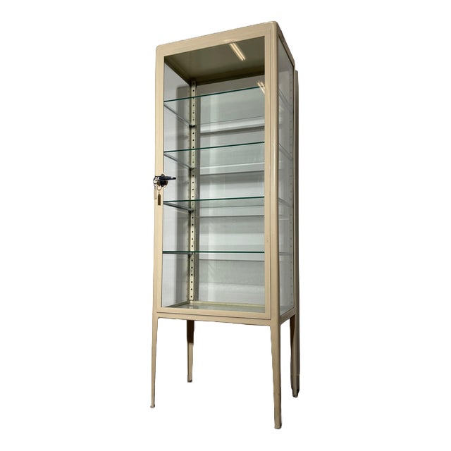 Vintage Medical Cabinet in Glass and Metal, 1950s For Sale