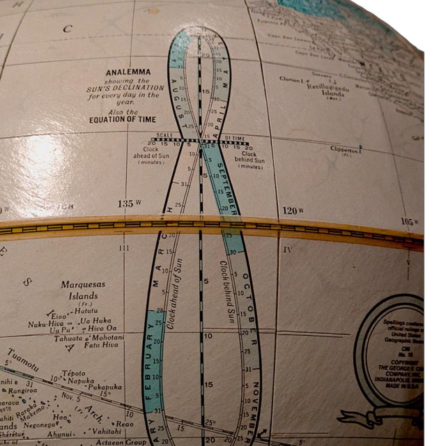 Collectible Cartographic Vintage 16" Cram's Imperial World Globe on Brass Toned Floor Stand For Sale - Image 9 of 11