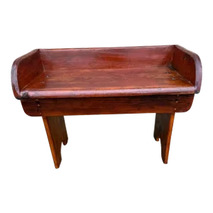 Early 20th Century Antique Early American Primitive Rustic Style Solid Pine Bench.