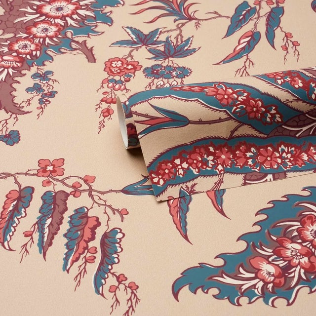 Schumacher Schumacher Apolline Botanical Wallpaper In Rouge & Bleuâ Â For Sale - Image 4 of 4
