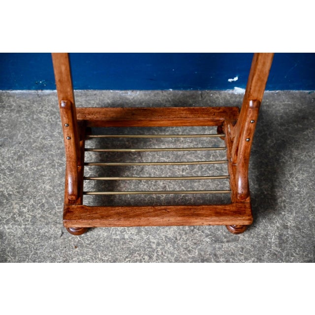 Wood Vintage Wood and Gilt Brass Valet Stand with Turned Legs, 1930s For Sale - Image 7 of 14