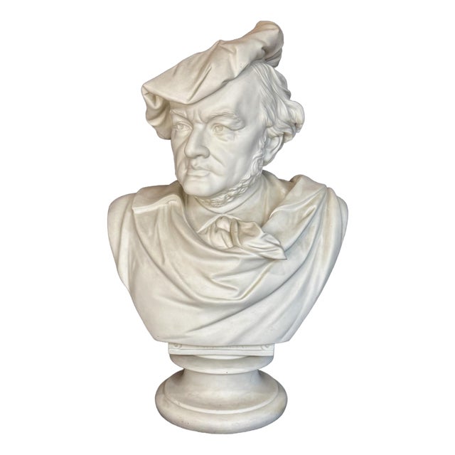 Rare EXTRA LARGE Antique Parian RICHARD WAGNER Bisque Portrait Bust Statue R.&L. For Sale