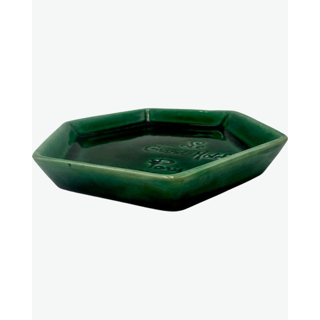 Vintage Le Grand Hotel Paris Green Ceramic Ashtray Catchall Dish For Sale In Washington DC - Image 6 of 9