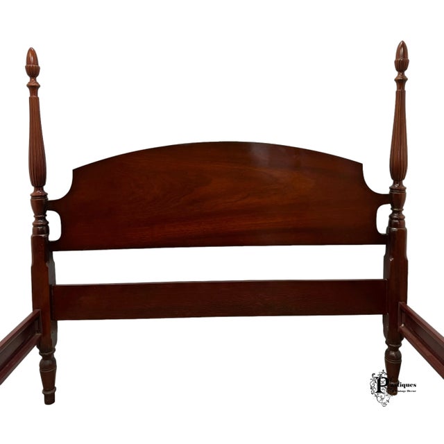 Wood Vintage Dixie Traditional Chippendale Style Mahogany Four Poster Full Size Bed For Sale - Image 7 of 9