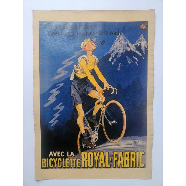 Art Deco Advertising Poster Bicyclette Royal Fabric Bicycle, France, 1930s, in Very Good conditions. Designed 1920 to 1949