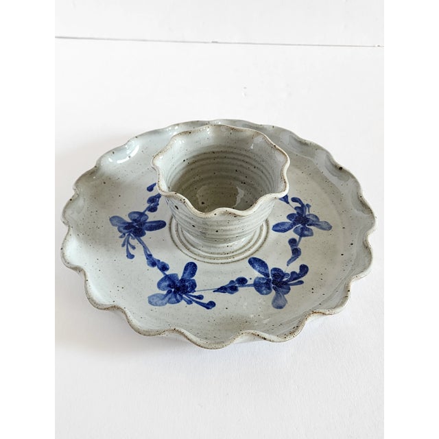 Vintage Stoneware Pottery Chip & Dip Dish Platter For Sale In New York - Image 6 of 12