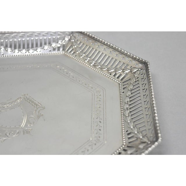 Antique Ellis Barker English Edwardian Silver Plated Octagonal Trinket Dish Tray For Sale In Philadelphia - Image 6 of 14