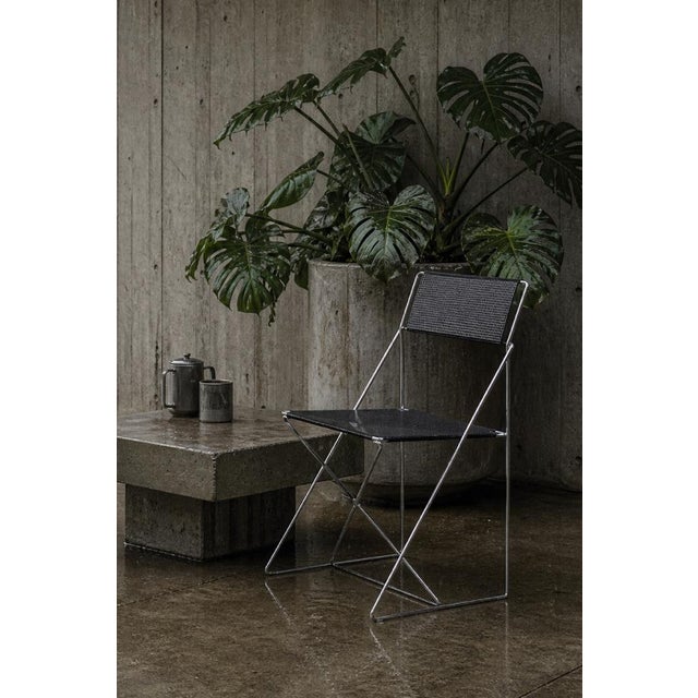 Black Vintage Minimalist Metal X-Line Chairs by Niels Jørgen Haugesen for Hybodan, 1970s, Set of 4 For Sale - Image 8 of 18