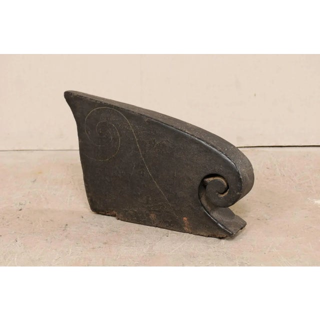 Wave Shaped Swirling Carved Wood Sculptural Boat Prow From Kerala, South India For Sale - Image 9 of 10