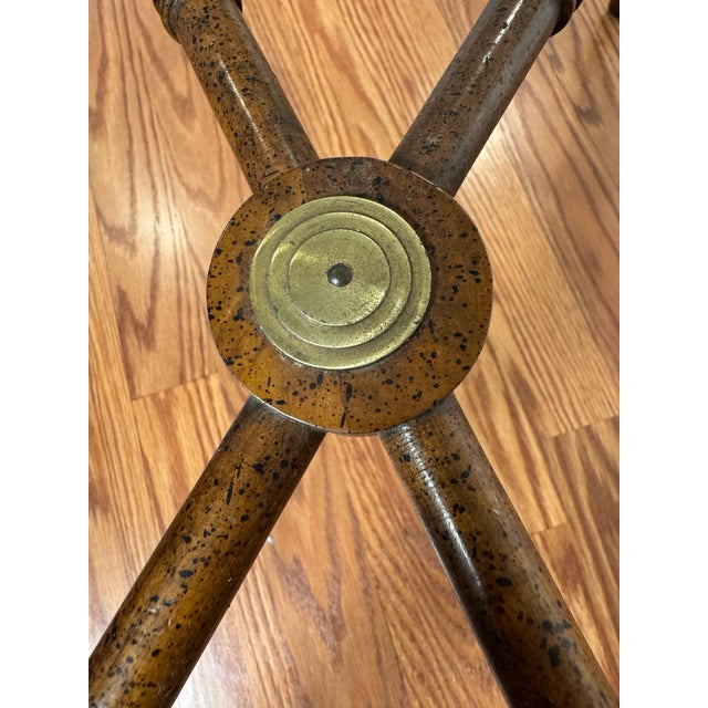 Vintage Regency Faux Bamboo Brown Metal, Brass & Glass Coffee Table For Sale - Image 10 of 11