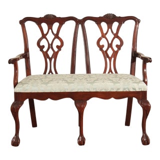 Statesville Chair Company Chippendale Carved Mahogany Settee For Sale