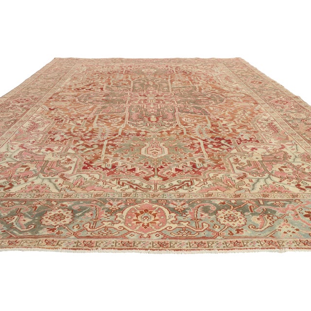 Rustic Antique Persian Heriz Rug, 08'04 X 11'06 For Sale - Image 3 of 10