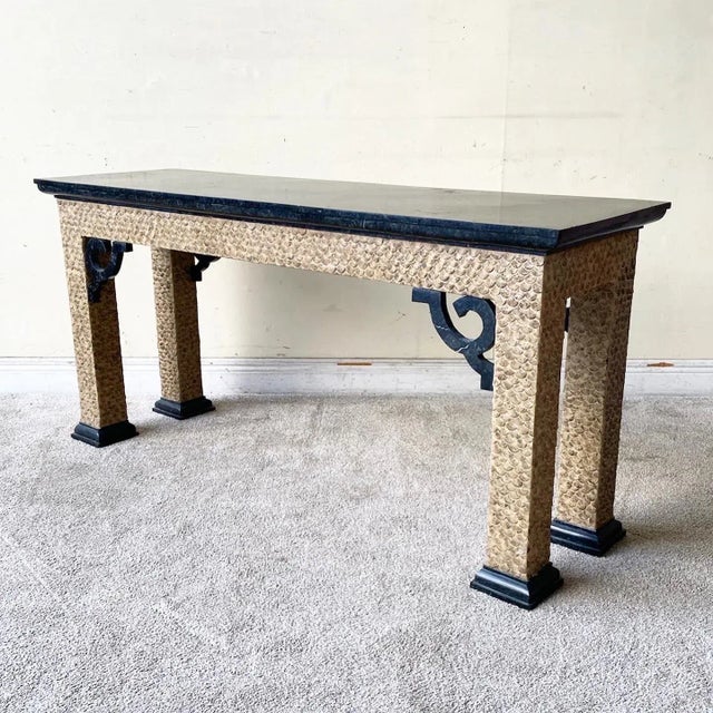 Chinoiserie Black Tessellated Stone Top Console Table For Sale - Image 10 of 10