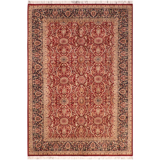 1990's Floral Pak-Persian Red/Blue Wool Rug - 6'0'' X 8'6'' For Sale - Image 9 of 9