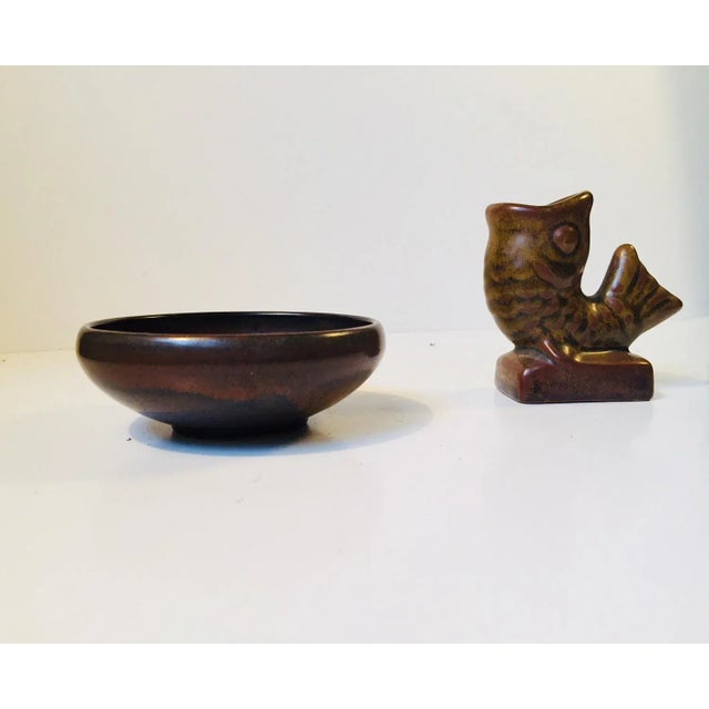 1950s Mid-Century Ceramic Fish Vase & Bowl by Laurids Hjorth, 1950s, Set of 2 For Sale - Image 5 of 10