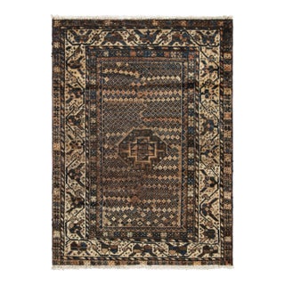 Vintage Gabbeh Persian Rug in Beige-Brown With Geometric Patterns - Rug & Kilim For Sale