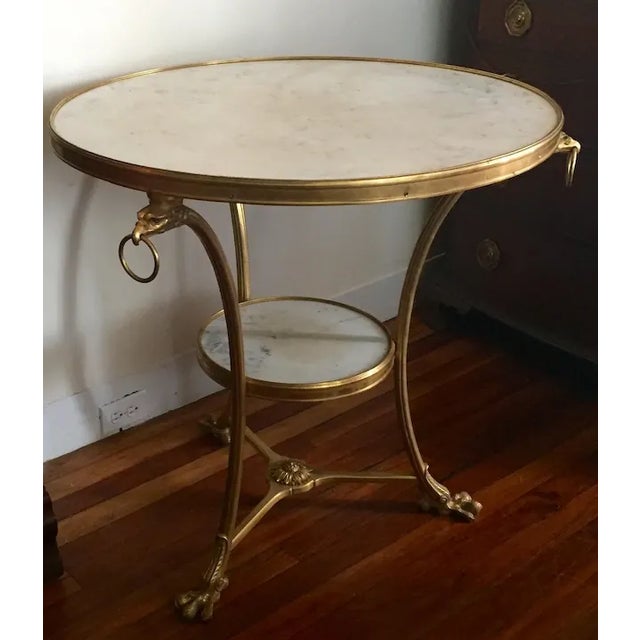 Antique French Gilt Bronze and White Marble Round Gueridon Table For Sale - Image 10 of 11