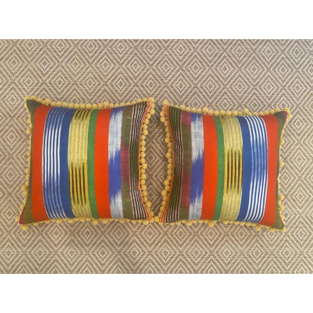 Originally displayed in the 2022 Kips Bay Palm Beach Showhouse this pair of custom made pillows are crafted of Clarence...