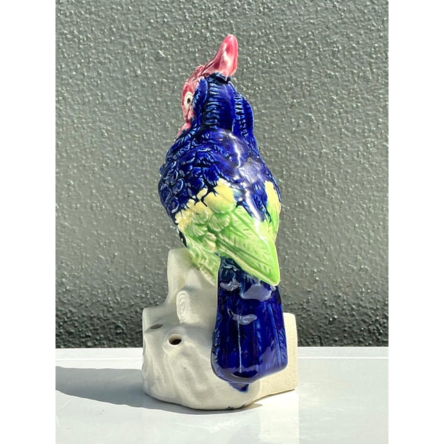 Vintage Glazed Ceramic Bird With Flower Frog For Sale - Image 10 of 12