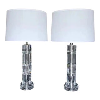Pair Ralph Lauren Crystal Column Lamps For Sale