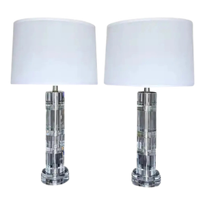 Pair Ralph Lauren Crystal Column Lamps