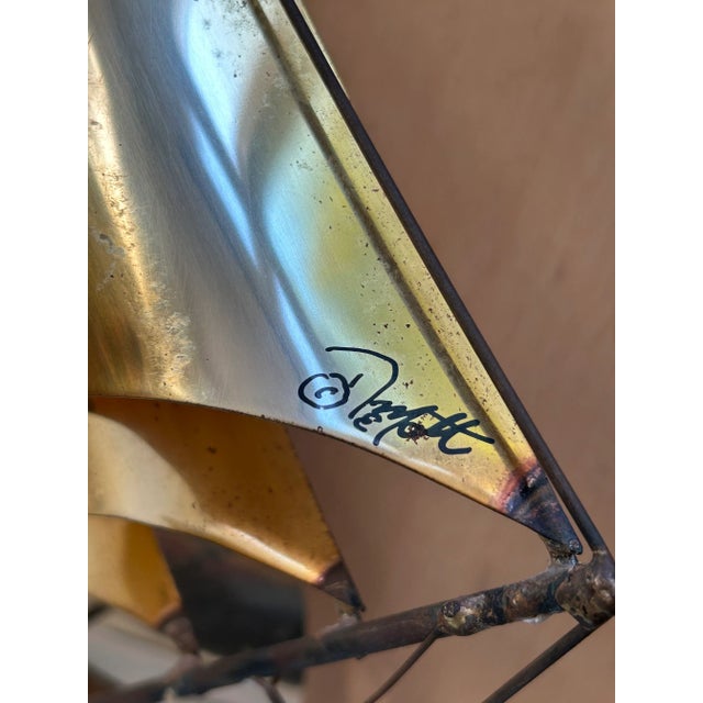 Metal Vintage Modernist John DeMott Brass Sailing Ship Wall Sculpture - Signed & Original Label For Sale - Image 7 of 9