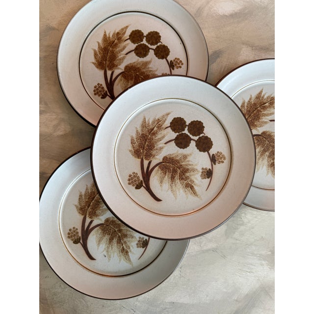 Beautiful set of four vintage Denby dinner plates in the classic Greenwheat pattern, made in England. These plates feature...