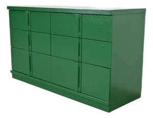 Donald Deskey Style Art Deco Green Lacquered Six-Drawer Double Dresser, Newly Refinished