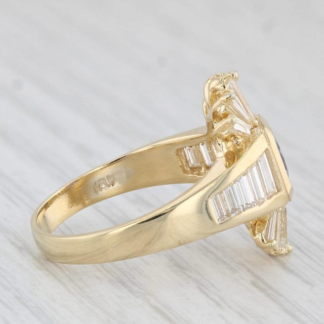 Modern 2.75ctw Tanzanite Diamond Ring 18k Yellow Gold Size 8.75 Cocktail For Sale - Image 3 of 8
