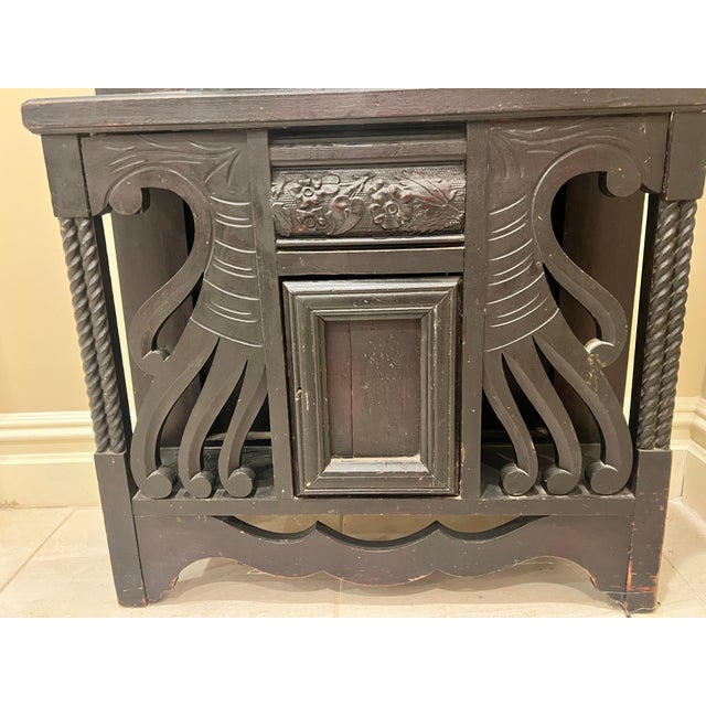 Victorian “Antique Victorian Eastlake Hall Tree / Pier Mirror With Cabinet For Sale - Image 3 of 4
