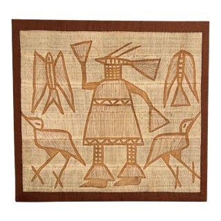 Vintage African Figural Korhogo Textile Wall Hanging For Sale