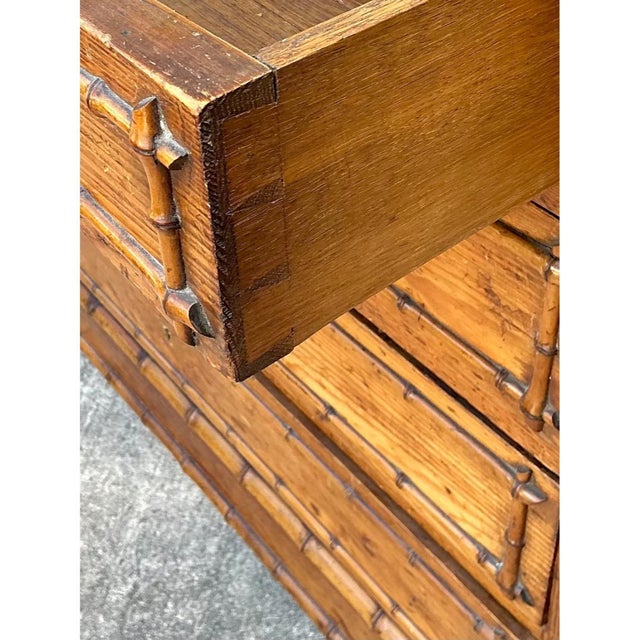 Vintage Wood and Marble Faux Bamboo Chest For Sale - Image 12 of 16