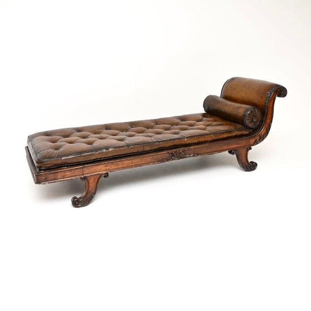 Antique Regency Leather Chaise Lounge, 1810 For Sale - Image 11 of 11