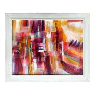 Mid 20th Century "Aerial Composition" Magenta and Red Abstract Painting by Anna Ballarian, Framed For Sale