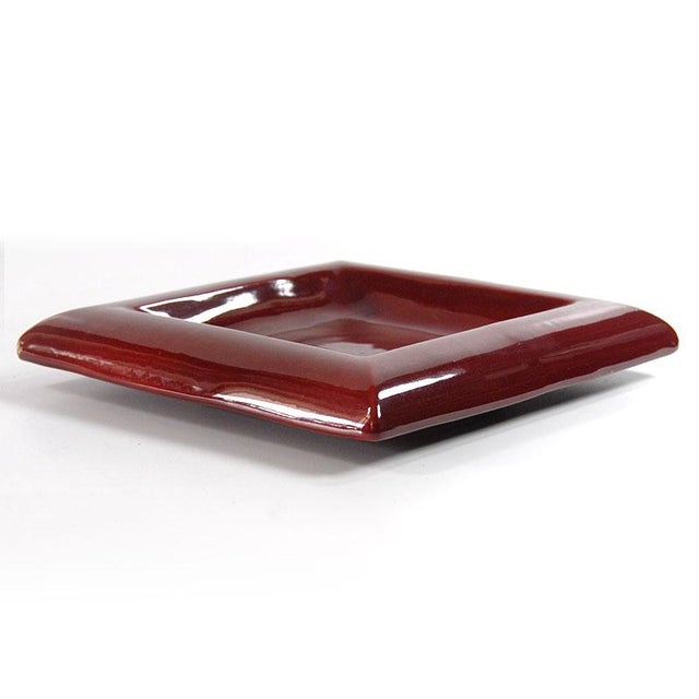 1970s Italian Burgundy Glazed Ceramic Dish from Italica Ars, 1970s For Sale - Image 5 of 10