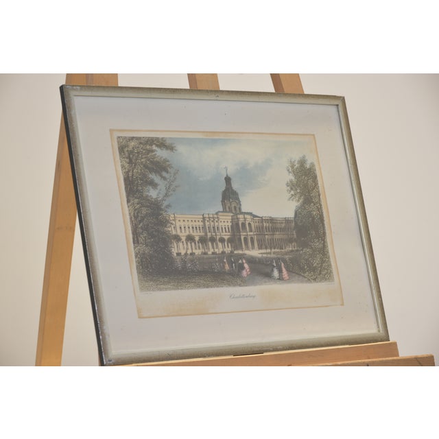 Steel Engraving, Charlottenburg Palace, Berlin Veduta by A. Carse, Circa 1855 For Sale - Image 3 of 4