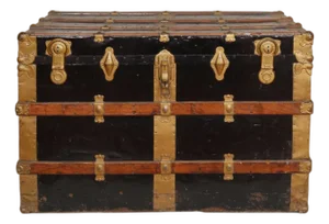 Early 20thC Flat Top Steamer Trunk