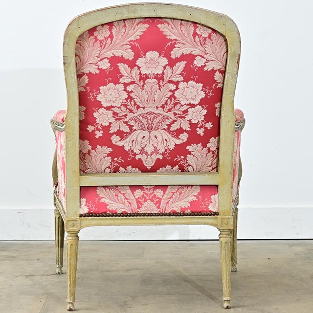 French 19th Century Painted and Upholstered Bergere For Sale - Image 4 of 14