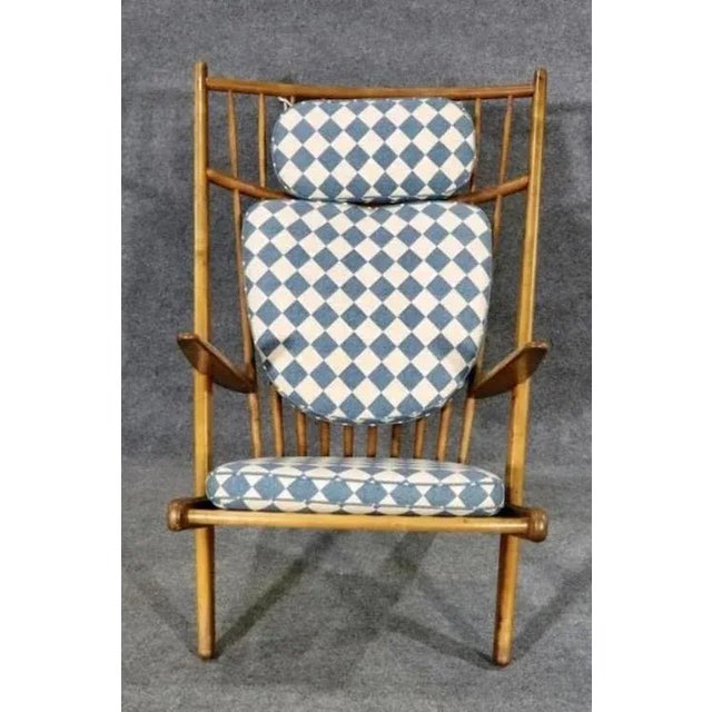 Mid-Century Modern all wood frame chair made by Paul Volther. Described as the "Goliat" or "Sunburst" chair, with a modern...