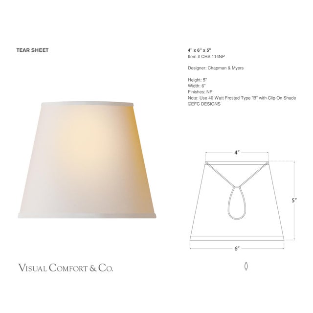 Chapman & Myers by Visual Comfort Signature 4" x 6" x 5" Natural Paper Candle Clip Shade Designer: Chapman & Myers Height:...