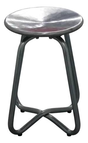 Minimalist Chrome Metal Round Bar Stool, France, 1980s