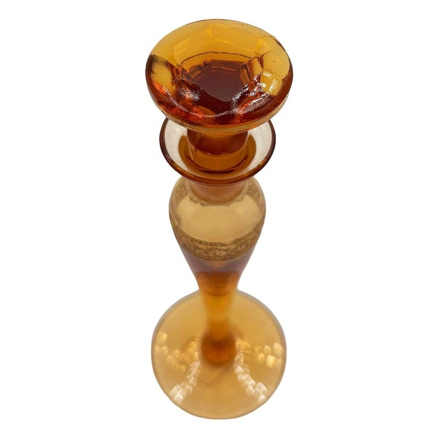 1920s Art Deco Peach Glass Perfume Bottle W/ Stopper by Steuben Aurene for Devilbiss For Sale - Image 4 of 8
