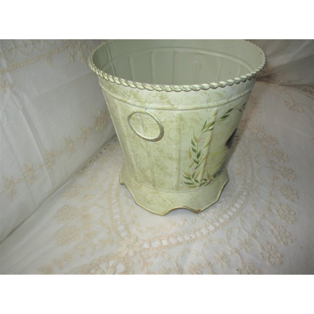 1990s Vintage French Country Rooster Design Metal Wastebasket Chairish