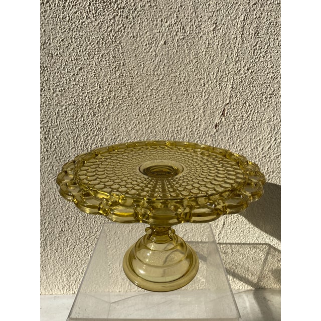 Yellow Cake Stand Amber 19th C Early American Pattern Glass For Sale - Image 8 of 12