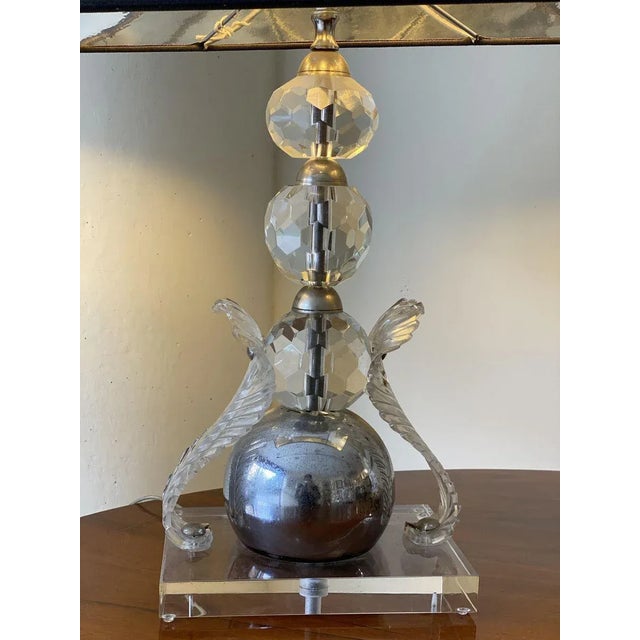 1930s Art Deco American Crystal & Acrylic Glass Table Lamp, Late 1930s For Sale - Image 5 of 7