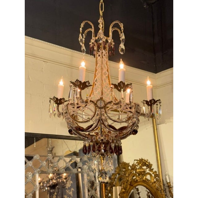 1920s Italian Beaded and Amethyst Chandelier For Sale In Dallas - Image 6 of 6