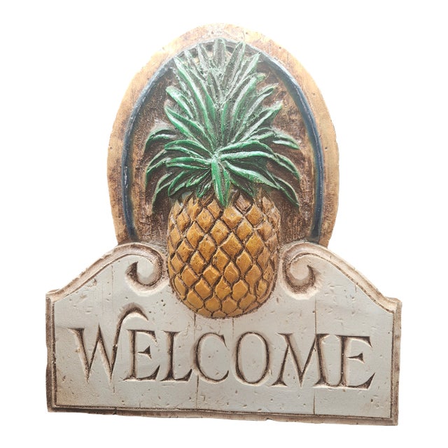 Vintage Piazza Pisano Pineapple Welcome Wall Plaque For Sale